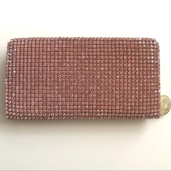 NWOT Deux Lux Pink Line Stone Clutch Wallet -Vegan - Picture 2 of 9